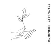 one line drawing of sprout in... | Shutterstock .eps vector #1569767638
