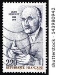 Small photo of FRANCE - CIRCA 1988: a stamp printed in the France shows Jean Monnet, French Proponent of Unification of Europe, First Honorary Citizen of Europe, circa 1988