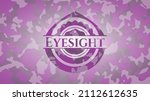 eyesight pink written on a camo ... | Shutterstock .eps vector #2112612635