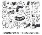 girl power concept in doodle... | Shutterstock .eps vector #1822859048