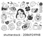 set of hand drawn kawaii doodle  | Shutterstock . vector #2086924948