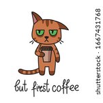 funny print t shirt. sleepy cat ... | Shutterstock .eps vector #1667431768