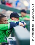Small photo of Coach in the dugout, MILB Gwinnett Stripers host Norfolk Tides on May 11th 2018 at the Coolray Field Baseball field in gwinnett County Georgia -USA