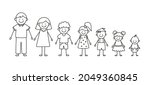 happy doodle stick mans family. ... | Shutterstock .eps vector #2049360845