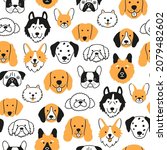 Dog Faces Seamless Pattern....