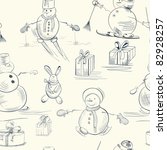 Seamless Wallpaper With Snowman