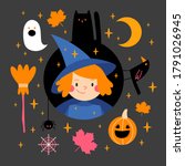 halloween illustrations set ... | Shutterstock .eps vector #1791026945