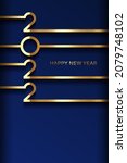 golden 2022 happy new year card ... | Shutterstock .eps vector #2079748102