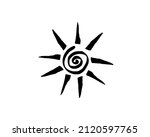 black tribal sun tattoo... | Shutterstock .eps vector #2120597765