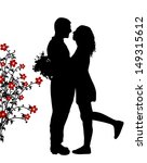 romantic couple silhouette... | Shutterstock .eps vector #149315612