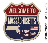 Welcome to Masssachusetts vintage rusty metal sign on a white background, vector illustration