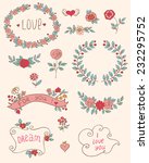 set of floral romantic doodle... | Shutterstock .eps vector #232295752