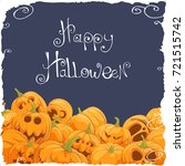 many pumpkins on a dark... | Shutterstock .eps vector #721515742