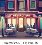 restaurant facade. retro style... | Shutterstock .eps vector #141193345