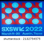 Small photo of AUSTIN, TEXAS - MAR 5, 2022: SXSW South by Southwest Annual music, film, and interactive conference and festival. SXSW sign at Austin Convention Center