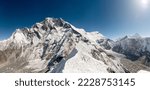 Small photo of Panoramic view of himalayas mountains, Mount Everest and Khumbu Glacier from Kala Patthar - way to Everest base camp, Khumbu valley, Sagarmatha national park, Nepalese himalayas.