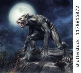 Fantasy Werewolf Standing On A...