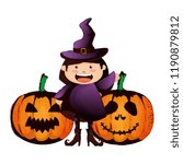 girl dressed up as a halloween... | Shutterstock .eps vector #1190879812