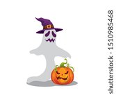 halloween ghost with witch hat... | Shutterstock .eps vector #1510985468