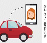 woman in smartphone with car... | Shutterstock .eps vector #472342918