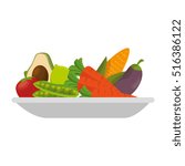 fruit salad plate isolated icon | Shutterstock .eps vector #516386122