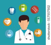 cartoon doctor healthcare... | Shutterstock .eps vector #517557502