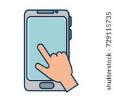 hand user with smartphone... | Shutterstock .eps vector #729115735