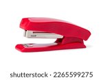 Red office stapler closeup...