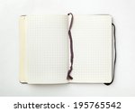 Open notebook on white background.