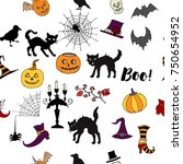 halloween seamless pattern with ... | Shutterstock . vector #750654952