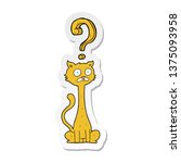 Sticker Of A Cartoon Curious Cat