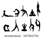 yoga pose silhouettes  in... | Shutterstock .eps vector #107502752