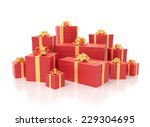 many presents isolated on white ... | Shutterstock . vector #229304695