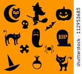 a halloween silhouette icons... | Shutterstock .eps vector #112953685