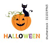 halloween card with cuteblack... | Shutterstock .eps vector #311019965