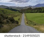 Small photo of Dirt road passing through landscape, Longridge North, Southland, New Zealand