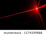 Red laser beam light effect on black background
