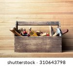 Wooden toolbox on the table