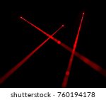 Red Laser Beams On Black...