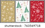 set of christmas and new year... | Shutterstock .eps vector #763569718