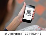 Coupon QR code on smart phone 