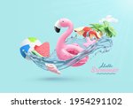 summer festive background. 3d... | Shutterstock .eps vector #1954291102