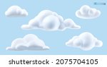 clouds vector set. 3d realistic ... | Shutterstock .eps vector #2075704105