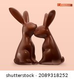 chocolate easter bunnies. 3d... | Shutterstock .eps vector #2089318252