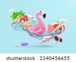 summer vacation. flamingo... | Shutterstock .eps vector #2140456655