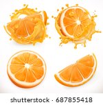 orange juice. fresh fruit and... | Shutterstock .eps vector #687855418