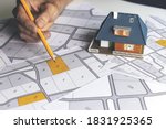 choose a building plot of land for house construction on cadastral map