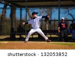 Youth Baseball Pitcher In Wind...