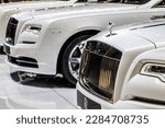 Small photo of Rolls Royce Dawn car presented at the 87th Geneva International Motor Show. Geneva - March 8, 2017