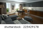 3d rendering of a modern living ... | Shutterstock . vector #225429178